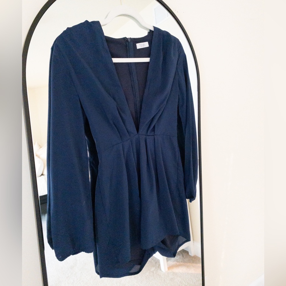 Deep V Navy romper